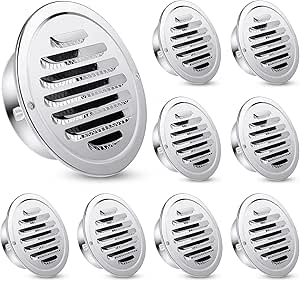 Zonon 8 Pack 4 Inch Stainless Steel Air Outlet Vents Round Soffit Vents Dryer Vent Cover Louver Grille Cover Ducting Air Ventilation Wall Vent Cover for Bathroom Vent Office Home Indoor Outdoor