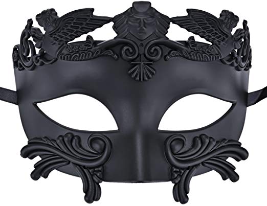Kapmore Masquerade Mask Half Face Venetian Mask Cosplay Mask for Halloween Party (Black)