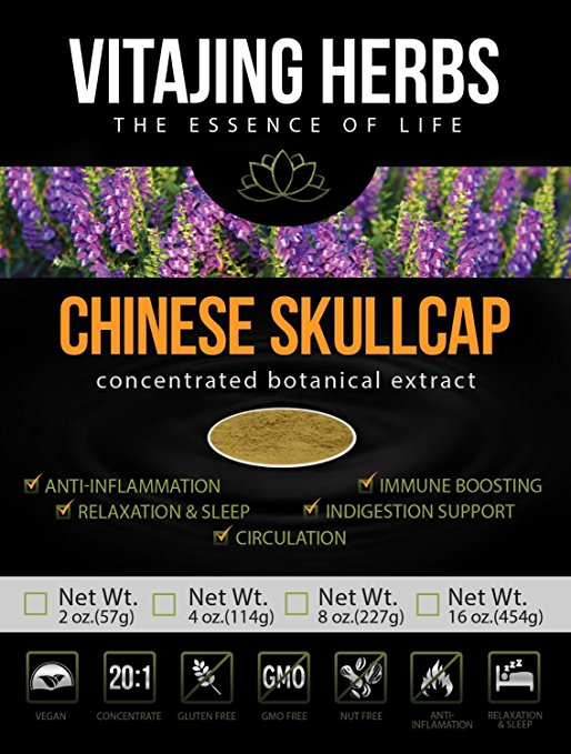 Organic Chinese Skullcap Extract Powder (4oz-114gm) | 20:1 Concentration (Also Known As Baikal Skullcap)