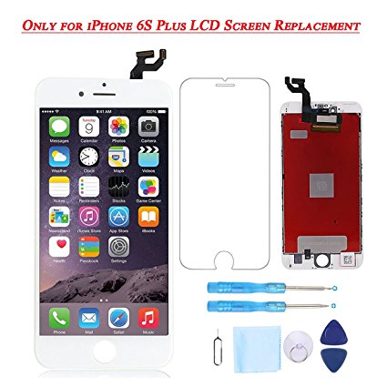 Screen Replacement for iPhone 6S Plus White 5.5" LCD Display 3D Touch Digitizer Frame Assembly Full Repair Kit and Screen Protector