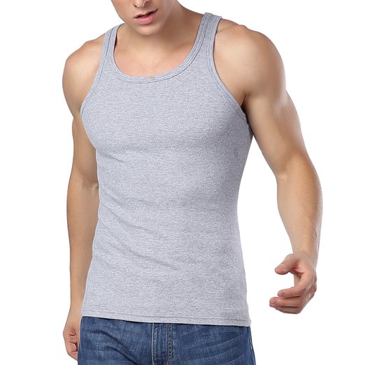 S-ZONE Men Cotton Round Neck Rib Vest