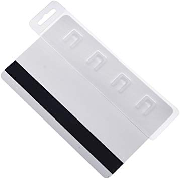 10 Pack - Rigid Vertical Half Card Swipe Badge Holder - Hard Plastic Clear Leaves Mag Stripe Exposed for Easy Swiping Access to Magnetic Strips on POS ID's & Credit Cards by Specialist ID