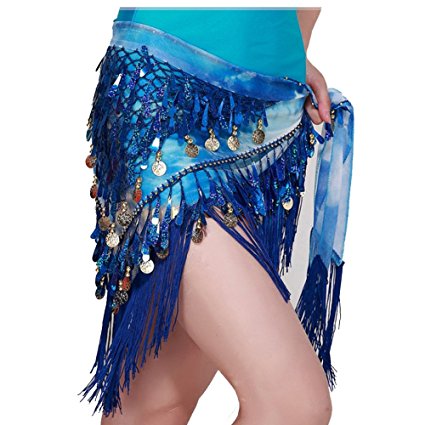 MUNAFIE Belly Dancing Belt Colorful Waist Belly Dance Hip Scarf Belt Triangle Skirt