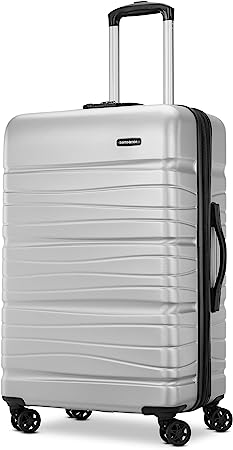 Samsonite Evolve SE Hardside Expandable Luggage with Double Wheels, Arctic Silver, Medium Spinner