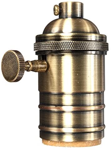 Mising Light Base E26/E27 Solid Lamp Base Socket Vintage Edison Bulb Base Lamp Holder Industrial Bulb Pendants 2 Way Knob Kangkangk (Antique Brass)