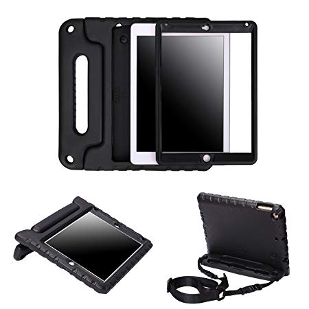 HDE Case for 6th Generation iPad 9.7 inch 2018/2017 Heavy Duty Protective Dual Layer Case w/Built-in Screen Cover -Shoulder Strap- and Apple Pencil Holder for New iPad 9.7 Tablet (5th and 6th Gen)