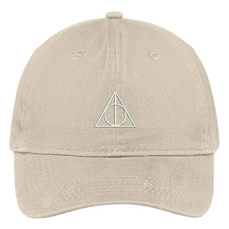 Trendy Apparel Shop Deathly Hallows Magic Logo Embroidered Soft Cotton Low Profile Cap