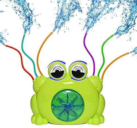 Timoo Kids Sprinkler for Toddlers Water Toy Outdoor Water Sprinkler for Boys and Girls - Frog Sprinkler Toy with Wiggle Tubes, Spinning Eyes & Belly for Splashing Fun in Summer - Sprays Up to 8ft High
