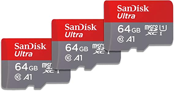 SanDisk 64GB 3-Pack Ultra microSDXC UHS-I Memory Card (3x64GB) with Adapter