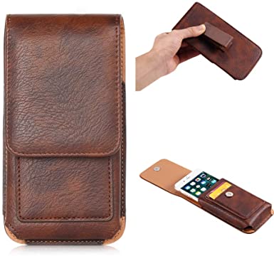Vertical Faux Leather Holster with Rotating Belt Clip Cell Phone Case Pouch Card Holder for Samsung Galaxy S10 , S9 , A50 / LG V50 ThinQ, V40 ThinQ/Google Pixel 3a XL/ZenFone 5Q, AR, 5Z (Brown)