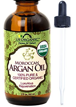 US Organic Moroccan Argan Oil, USDA Certified Organic,100% Pure & Natural, Cold Pressed Virgin, Unrefined, 2 Ounce in Amber Glass Bottle with Glass Eye Dropper for Easy Application