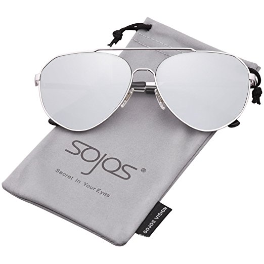 SOJOS Aviator Sunglasses Mirrored Flat Lens for Men Women UV400 SJ1083