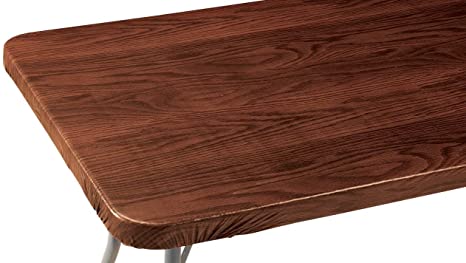 Miles Kimball Wood Grain Vinyl Elasticized Banquet Table Cover - 48" x 24" Oblong