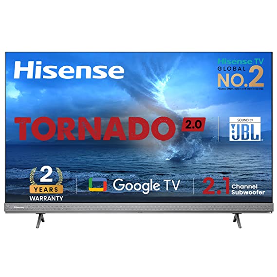 Hisense 164 cm (65 inches) Tornado 2.0 Series 4K Ultra HD Smart LED Google TV 65A7H (Silver)