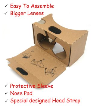 New Google Cardboard V2  Version 2 or V20 3D VR Virtual Reality Glasses Nose pad special designed head strap and QR Code are included It fits mobile up to 6