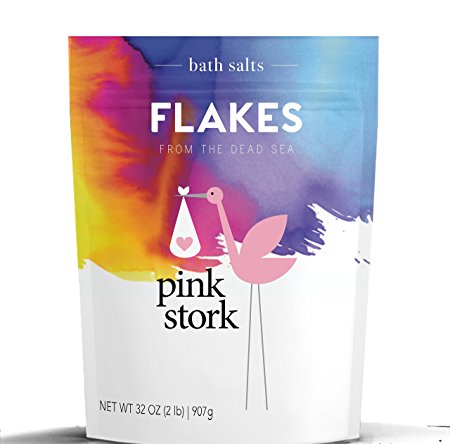 Pink Stork Flakes: Pregnancy Bath Salt –Organic Magnesium from Dead Sea - Morning Sickness, Energy Levels, Aches and Pains, Sleep Quality & more -Bath or Foot Soaks -Pure, Zero Fillers