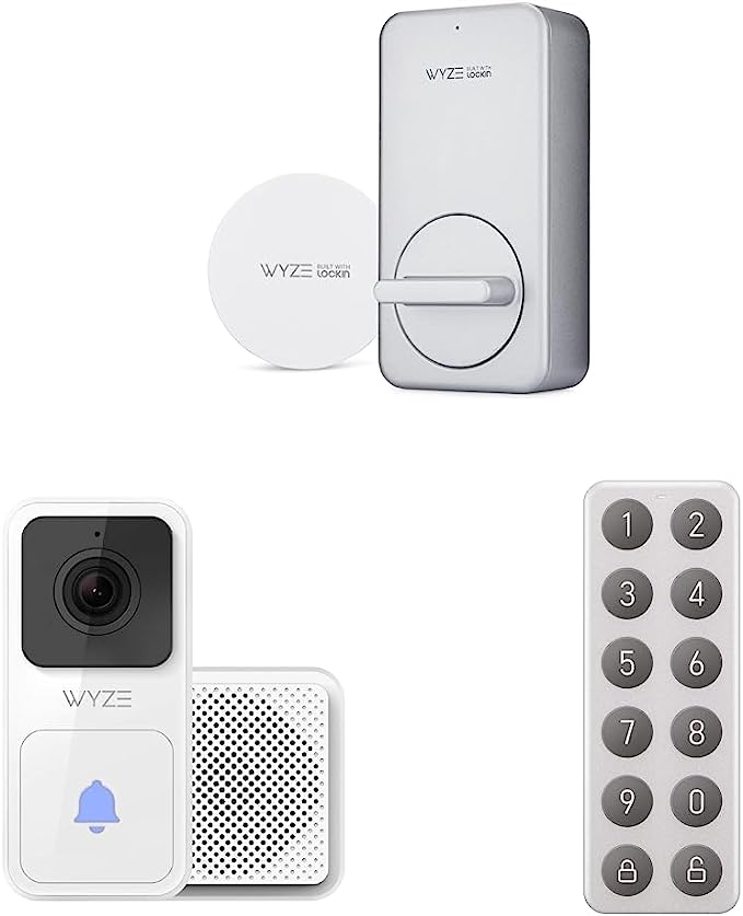 Wyze Lock WiFi & Bluetooth Enabled Smart Door Lock & Video Doorbell with Chime & Lock Keypad for Wyze Lock | Silver