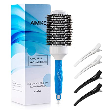 AIMIKE Round Brush for Women Blow Drying, Large Nano Thermal Ceramic Ionic Hair Brush with Boar Bristles, Round Barrel Brush for Styling | Upgraded Version (3.3" & Barrel 2")