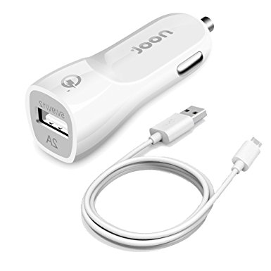 Samsung Galaxy S6/S6 Plus/S7/S7 Edge/S4/S3/Note 4/5/Note Edge/J7 V/J3 Eclipse/J3 Emerge/J7 Perx/Amp Prime 2/Halo/J7 Prime Car Charger 18W Quick Charge 2.0 USB Adapter With 6FT Micro USB Charging Cable