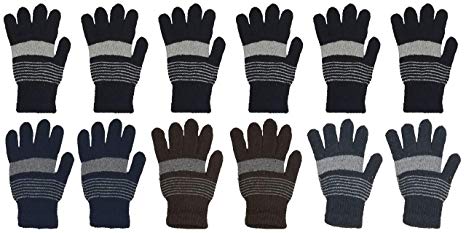 Winter Magic Gloves, 12 Pairs Stretchy Warm Knit Bulk Pack Mens Womens, Wholesale