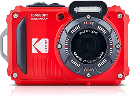 KODAK PIXPRO WPZ2 Rugged Waterproof Digital Camera 16MP 4X Optical Zoom 2.7" LCD Full HD Video, Red