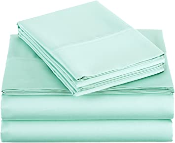 AmazonBasics 400 Thread Count Sheet Set, Cal King, Seafoam Green