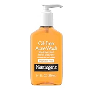 Neutrogena Oil-Free Acne Fighting Fragrance-Free Facial Cleanser, 2% Salicylic Acid Acne Treatment, Daily Oil-Free Acne Face Wash for Acne-Prone Skin with Salicylic Acid, 9.1 fl. oz