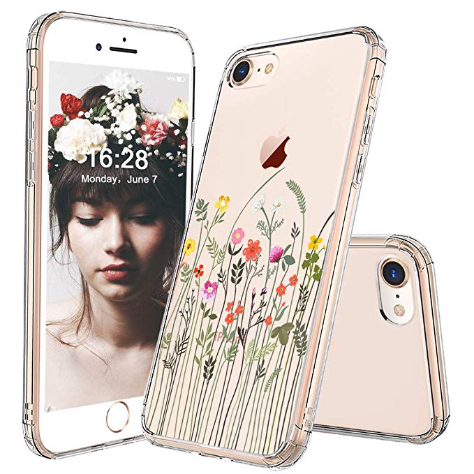 MOSNOVO iPhone 8 Case, iPhone 7 Case, Wildflower Floral Flower Pattern Printed Clear Design Plastic Back Case with TPU Bumper Protective Case Cover for iPhone 7/iPhone 8 (Little Floral Flower)