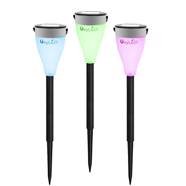 OxyLED LED Solar Powered Outdoor Garden Stake Light, 3Pack