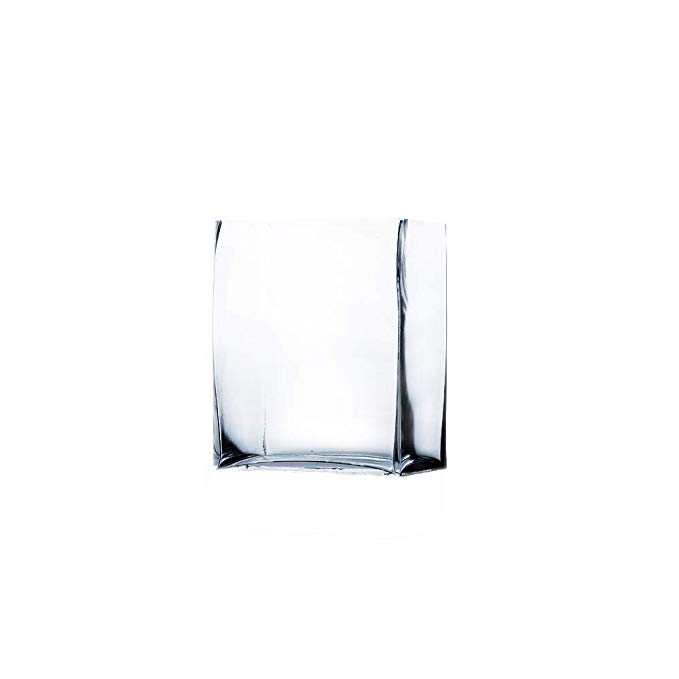 WGV Glass Rectangle Block Vase, Width x Length 2" x 5", Height 6", Clear Floral Planter Container Votive Candle Holder Wedding Party Event, Home Office Decor, 1 Piece
