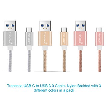 Tranesca 6 feet quick charge USB A 3.0 to USB type C cable for Samsung Galaxy Note 8 S8,Google Pixel 2, LG V5, Nintendo Switch and more (6 ft 3 pack-Gold,Silver,Rose Gold)