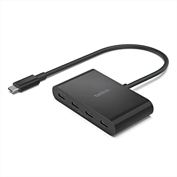 Belkin Connect USB-C™ to 4-Port USB-C Hub, Multiport Adapter Dongle with 4 USB-C 3.2 Gen2 Ports & 100W PD with Max 10Gbps High Speed Data Transfer for MacBook, iPad, Chromebook, PC, and More