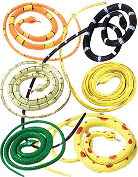 New Set of 12 Rubber 36" Coiled Rubber Prop Toy Snakes