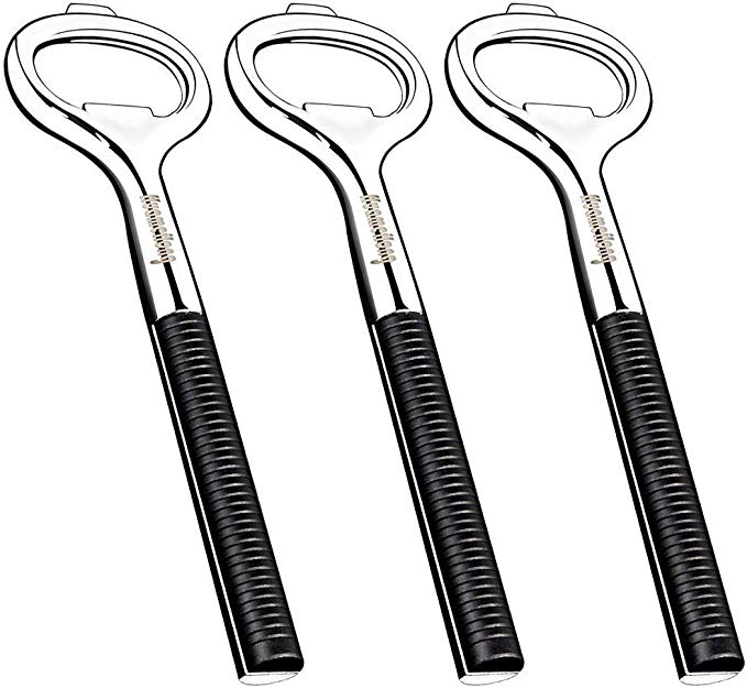3 Pack Beer Bottle Openers - Professional Bartender Bottle Cap Opener Heavy Duty Stainless Steel, Solid Easy to Use for Arthritic Hands by Huameilong