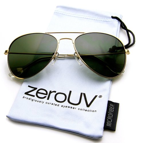 zeroUV - Original Classic Metal Standard Aviator Sunglasses - Nickel Plated Frame