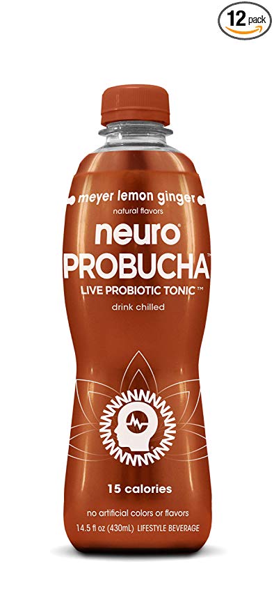 Neuro PROBUCHA Meyer Lemon Ginger, 14.5 oz Bottles (Pack of 12)