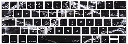 MOSISO Keyboard Cover Compatible with MacBook Pro with Touch Bar 13 and 15 inch 2019 2018 2017 2016 (Model: A2159, A1989, A1990, A1706, A1707),Pattern Silicone Skin Protector, Black Marble