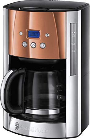 Russell Hobbs Luna Filter Coffee Maker 1.8 Litre Programmable Coffee Machine with Timer and Auto Keep Warm, Copper, 24320