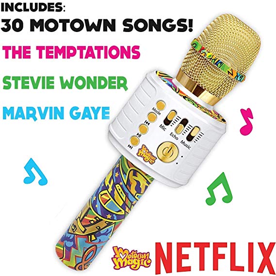 Motown Magic Bluetooth Karaoke Microphone for Kids & Adults, Play Any Song Or Sing Away to The 30  Pre-Loaded Motown Songs On This Karaoke Machine
