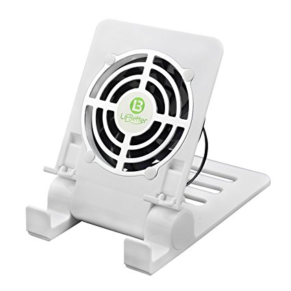 Lifbetter USB Desk Fan Super Quiet Cooling Pad Radiator with Foldable Stand Holder for Mobile Phones Tablets Laptops (White)