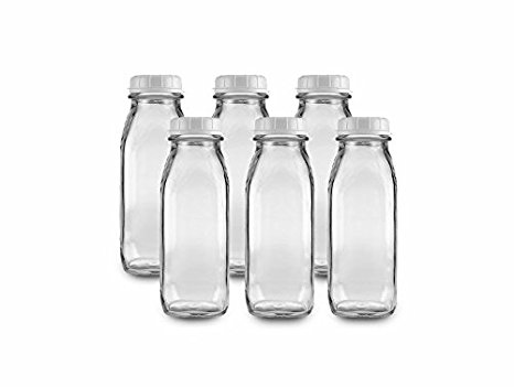 The Dairy Shoppe 1 Pint Glass Water Bottle 16 Oz (Pack of 6)