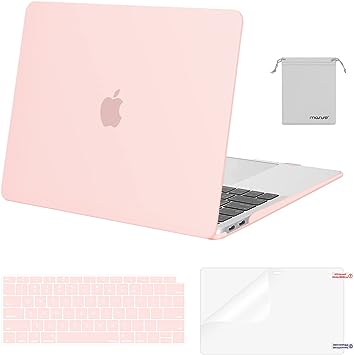 MOSISO Compatible with MacBook Air 13 inch Case 2022 2021 2020 2019 2018 A2337 M1 A2179 A1932 Retina Display Touch ID, Plastic Hard Shell&Keyboard Cover&Screen Protector&Storage Bag, Chalk Pink