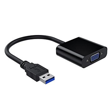 USB 3.0 to VGA Adapter,USB to VGA Video Graphic Card Display External Cable Adapter for Windows10, Windows8.1, Windows 8, Windows 7 and etc, Not Support MAC ( Apple) Systems, Tablets and Windows XP Systems(Black USB3.0 to VGA adapter)