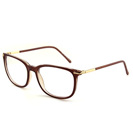 Happy Store CN79 High Fashion Metal Temple Horn Rimmed Clear Lens Eye Glasses,Brown
