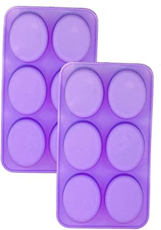 Silicone Mold for Handmade Soap jelly Pudding Cake Baking Tools Biscuit Cookie Chocolate Molds (Purple Oval (2 Pack))