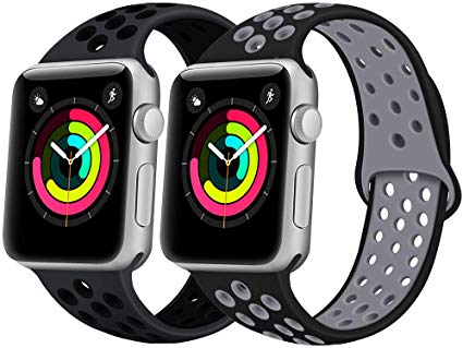 iGK Compatible Apple Watch Band 38mm 40mm 42mm 44mm Wristbands Women Men, Soft Silicone Sport Replacement Bands Strap Compatible for iWatch Apple Watch Series 4, Series 3, Series 2, Series 1