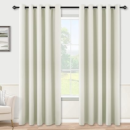 KOUFALL Large Room Darkening Curtain Drapes,80% Blackout Extra 72 Inch Wide Thermal Insulation Curtain Panels for Living Room Bedroom,Set of 2,72x84 in Long,Cream Beige