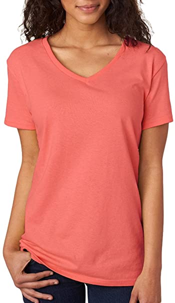 Gildan Heavy Cotton Ladies' V-Neck T-Shirt, Coral Silk, X-Large