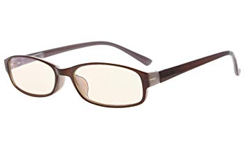Eyekepper Small Reading Glasses, UV Protection, Anti Glare, Anti-Reflective Readers (Brown, Yellow Tinted Lenses)  3.0