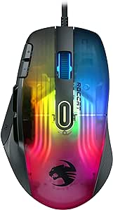 Roccat Kone XP - 3D Lighting Gaming Mouse with 19K DPI Optical Sensor, 4D Krystal Wheel, programmable Button Design & AIMO RGB Lighting, Black